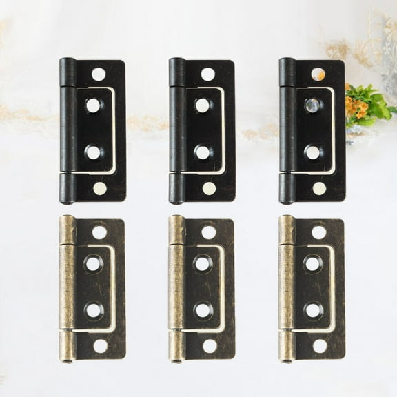 OUNONA 6 Pcs Flush Hinge Thickened Iron Helix Hinges Small for Crafts