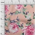 thumbnail image 1 of oneOone Organic Cotton Voile Fabric Watercolor Leaves & Peony Floral Print Sewing Fabric BTY 42 Inch Wide, 1 of 4