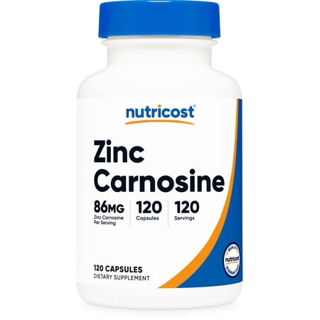 Nutricost Zinc Carnosine 86mg  120 Capsules - Non-GMO  Gluten Free Supplement