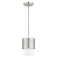 thumbnail image 3 of Livex Lighting  1 Light Brushed Nickel Pendant, 46259-91 - 7" Dia x 11.625" - 47.625" Adj. H, 3 of 8