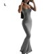 thumbnail image 4 of Qarigey larga Vestido ajustado Ropa de fiesta Cami Correas Sin mangas Piel multicolor Cierre Multiusos Atractivo Vestidos Gris/L, 4 of 6