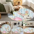 thumbnail image 5 of Round Rugs 7Ft, Blue Easter Round Area Rug Washable Indoor Throw Carpet, Spring Easter Bunny Eggs Floral Buffalo Plaid Large Non Slip Circle Rug for Dining Room Playroom Home Decor Aesthetic, 5 of 8