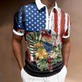 thumbnail image 2 of YDLCAFD Male Summer Independence Day Zipper Tops Holiday Celebration Full Print Short Sleeve Blouse, 2 of 5