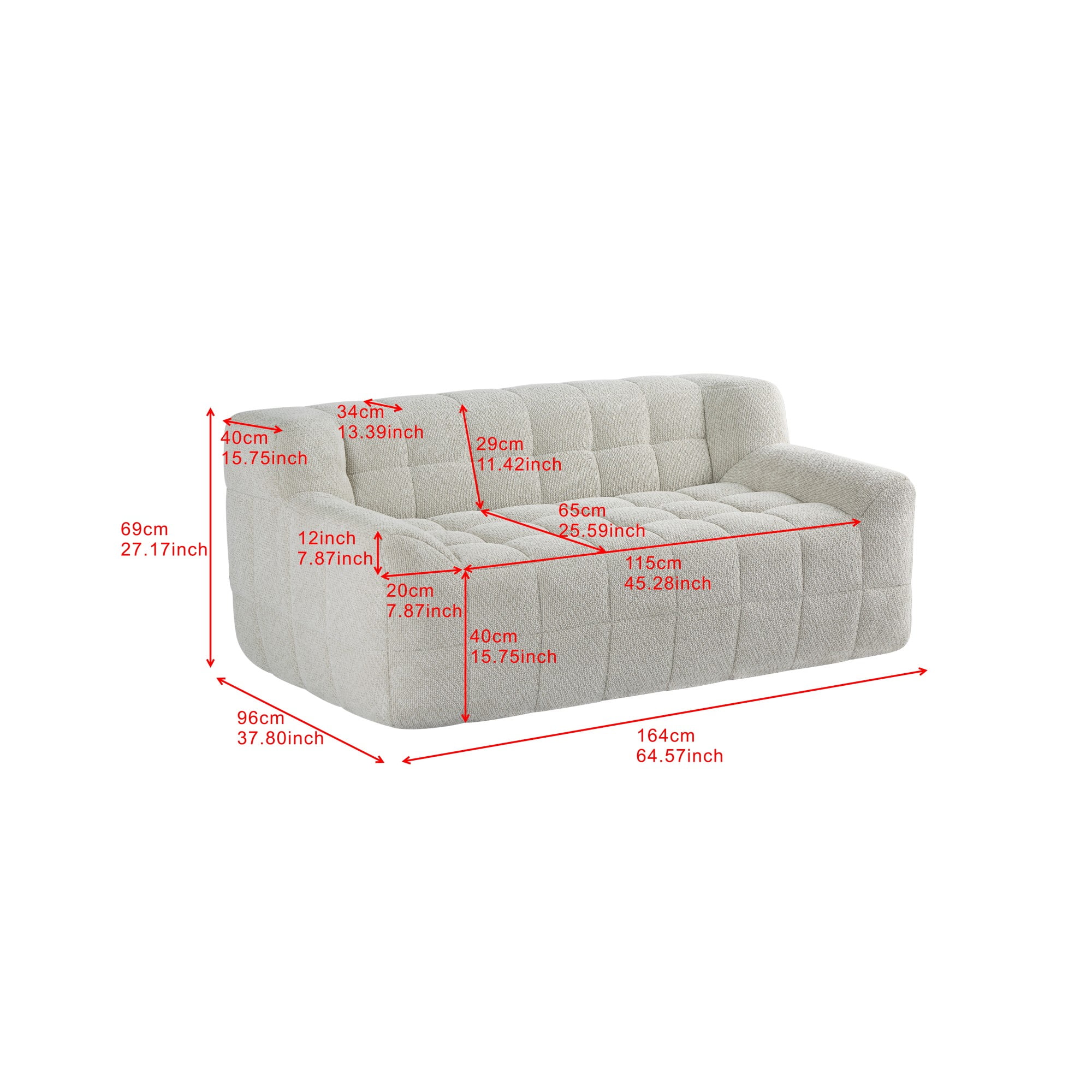 Jopath 65" Oversized Loveseat Sofa Deep Seat Corduroy Couch,Full Compression Sofa,No Assembly Required,Beige