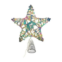 AYktou Christmas Tree Topper Star with LED Lights, 20-LED Three-Dimension Iron Christmas Tree Top Star Ornaments, Glittering Ambiance Five-Pointed Star Ribbon Light for Home Xmas Tree Decor