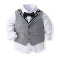 thumbnail image 3 of Bullpiano Boys Gentleman Suit Set Formal Dress Shirt Tuxedo Ves Pants Bowtie 4pcs Boy Clothes Outfit Suit, 3 of 9