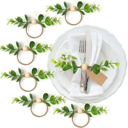 

Handmade Napkin Rings Set of 6 Exquisite Dinning Table Setting Rustic Dinner Tables Setting Decoration for Holiday Family Wedding Banquet Christmas Dinner