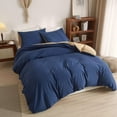 thumbnail image 2 of PinkMemory Royal Blue Duvet Cover King,Reversible Royal Blue and Camel Bedding Set with Pillowcases Soft Durable Zipper, 2 of 7