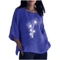 thumbnail image 1 of CEHVOM Femmes Oversize Été Casual Manches Courtes Col Rond Imprimé Tops Manches Amples Chemisier, 1 of 5