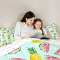 thumbnail image 4 of Manfei Kawaii Watermelon Pineapple Bedding Comforter Set 7 Pieces, Cartoon Fruit Print Full Bedding Set, Teens Kids Child Reversible Fitted Sheet Flat Sheet, Luxury Bedroom Decor, 4 of 7