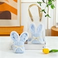 thumbnail image 6 of Coral Fleece Hand Towel Shaped Like Rabbit With Ribbon Decoration In Pastel Colors, 6 of 8