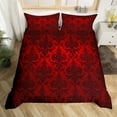 thumbnail image 2 of Gothic Bedding Sets Adults Black Damask Duvet Cover Set,Victorian Comforter Cover King Vintage Baroque Goth Bed Set Antique Black Floral Bohemian Decor,Red, 2 of 5