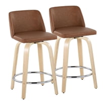 LumiSource Brown Toriano 24" Fixed-Height Counter Stool - Set of 2