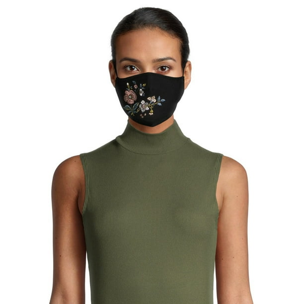 Ladies Fashion Women's Fashion Face Mask Black Assortment, 4Pack