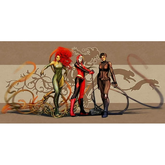 "Poison Ivy, Harley Quinn, Catwoman - Canvas OR Print Wall Art"