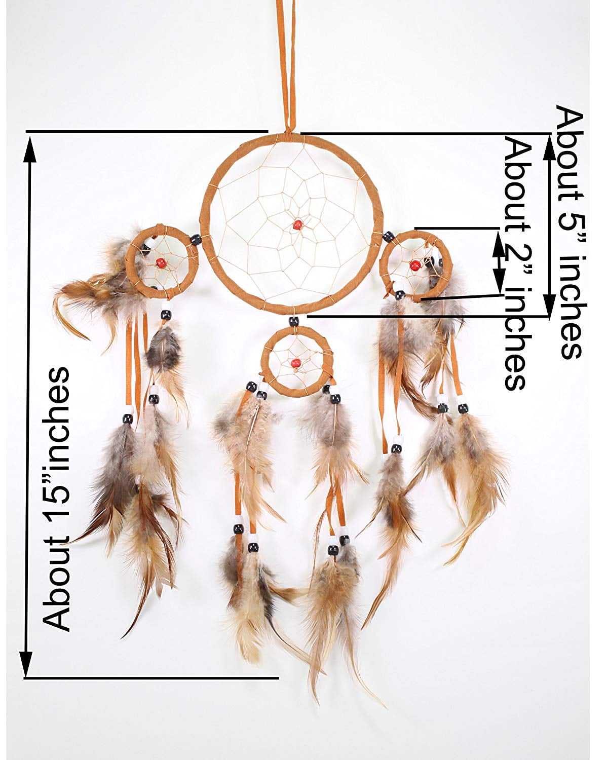 Handmade Dream Catcher With Feathers Wall Hanging Decoration Ornament Gift (Orange) New