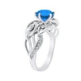 thumbnail image 2 of AFFY 1.17 Carat Round Shape Simulated Blue Topaz & Natural Diamond Engagement Ring 14K Solid White Gold Ring Size-10, 2 of 2