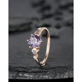 thumbnail image 4 of Nature Inspired Round Shape Alexandrite Engagement Ring, Unique Crescent Rose Gold Promise Ring Vintage Moon and Star Wedding Ring for Women, 4 of 5