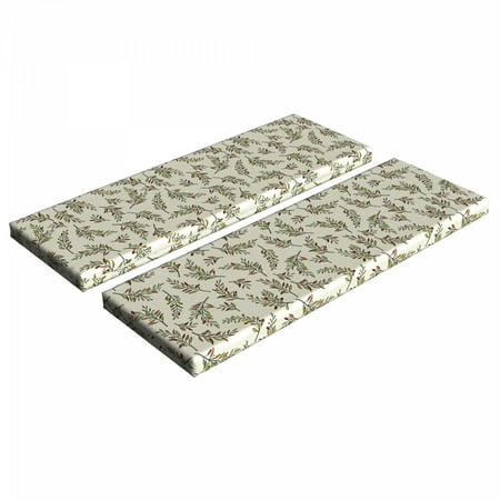

Leaves Bench Cushion Set of 2 Autumn Season Leafage Tree Branches Fall Ecological Shedding Botanical Standard Size Foam Pad and Decorative Cover Lime Green Ivory Ginger by Ambesonne