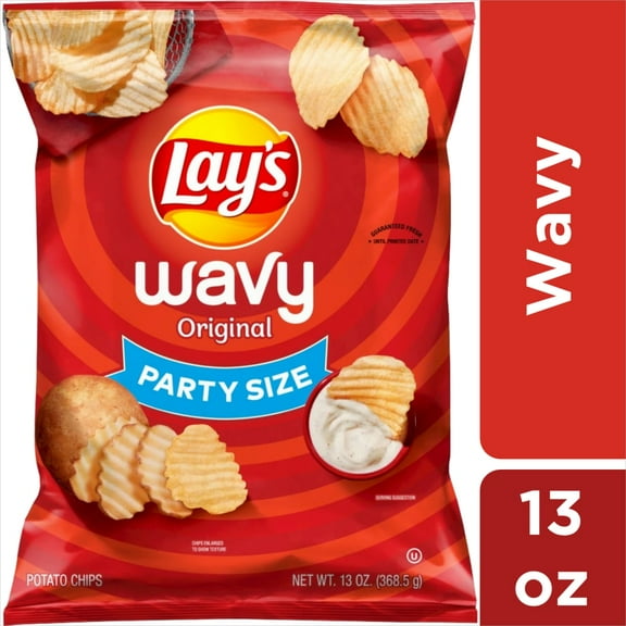 Pack of 4 Lay's Original Wavy Potato Chips Party Size, 13 oz (packaging may vary)
