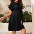 thumbnail image 5 of Fnooota Summer Dresses for Maternity, Crew Neck Casual Mid-length Short Sleeve Pregnancy Holiday Dresses Black Size XL, 5 of 5