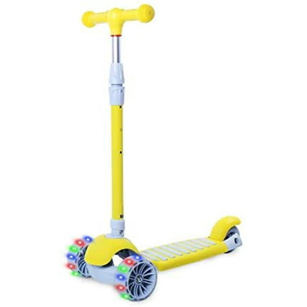Patín Diablo Scooter Montable Ruedas Luces Led Patineta Amarillo