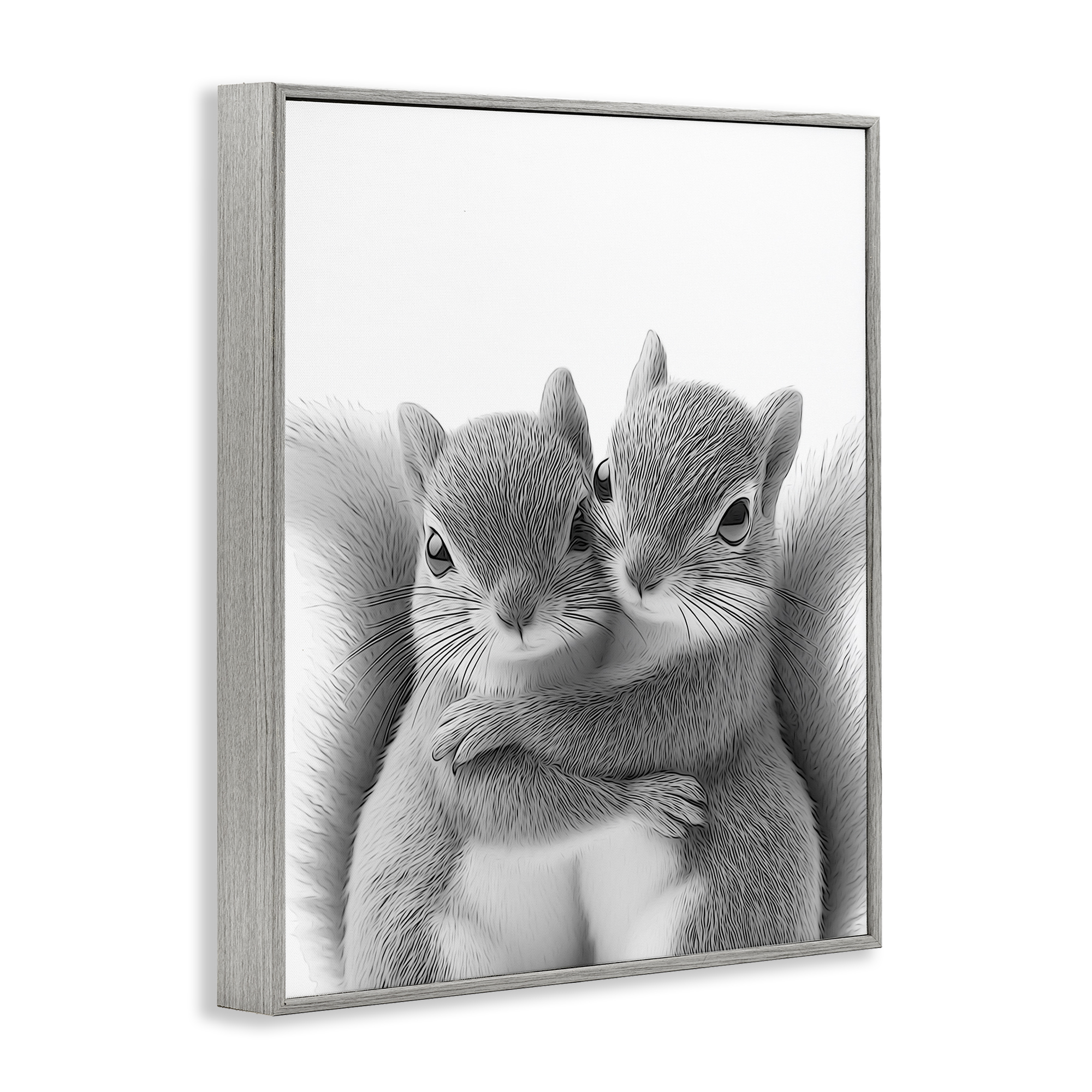 Stupell Industries Hugging Squirrel Pair Animals & Insects Painting Gray Framed Art Print Wall Art, 11 x 14