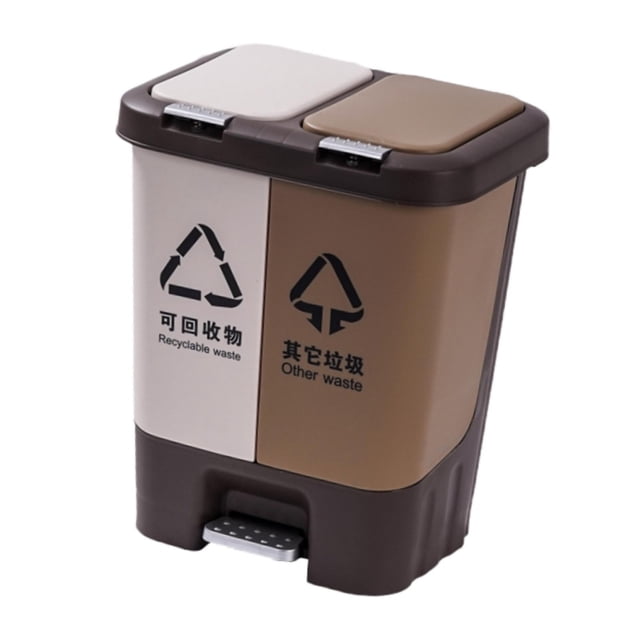 Papelera de cocina con escalón para reciclaje, contenedor de basura moderno, separación de ropa seca y húmeda, ahorra espacio en lavandería,