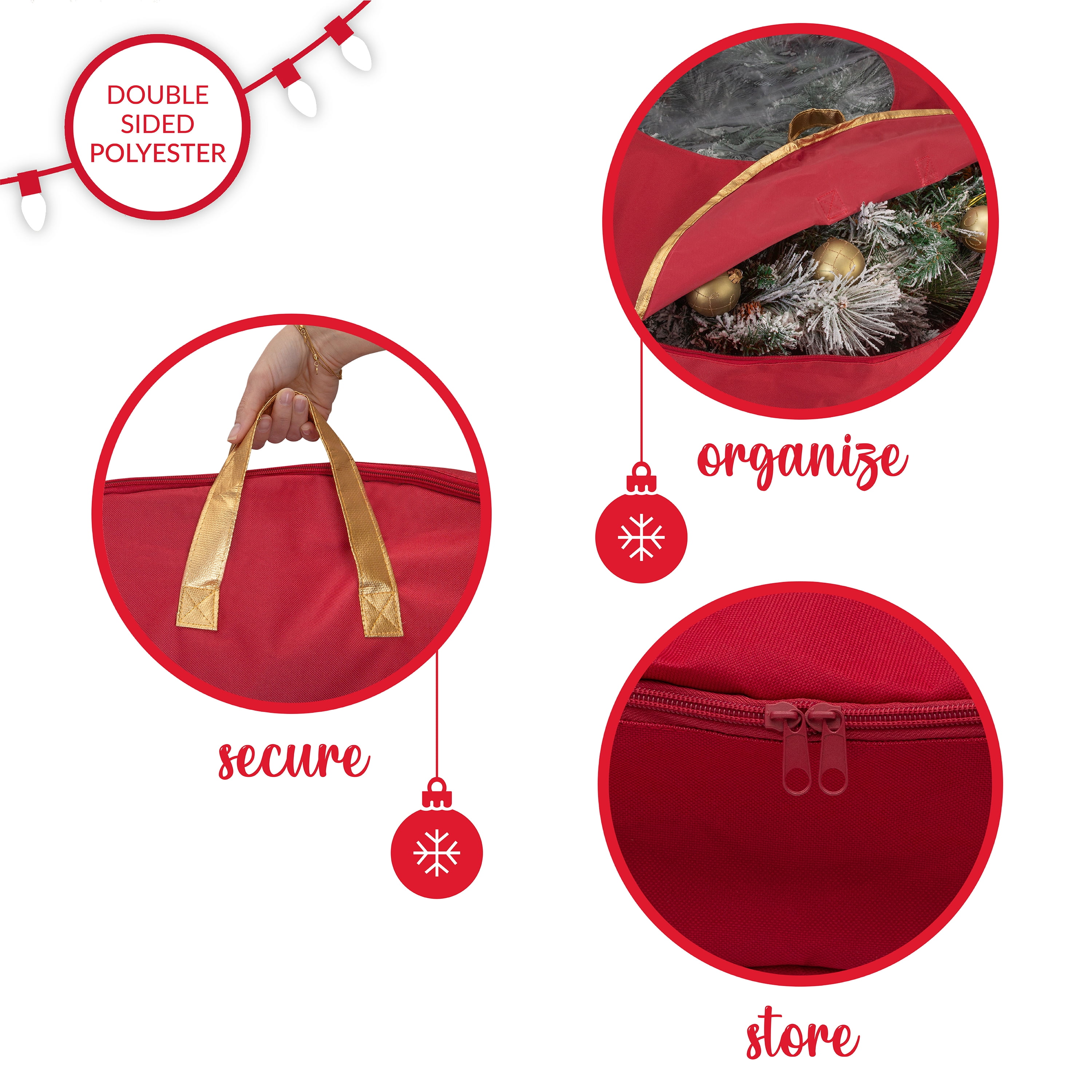 Simplify 36-inch Fabric Wreath Storage Bag in Red