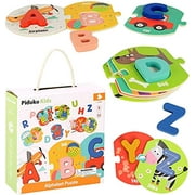 Alphabet Flash Cards for Toddlers 2-4 Years - Montessori Toys for 2 year old - ABC Educational Gifts for 2 3 4 5 Year Olds - Preschool Learning Activities Wooden Letters Puzzle Flashcards Set