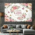 thumbnail image 4 of Sweet Girl Baby Shower Backdrop A Sweet Little Girl is on Her Way Photography Background Pink Butterfly Floral Sweet Baby Shower Birthday Party Decorations Banner Supplies Photo Booth Props, 4 of 6