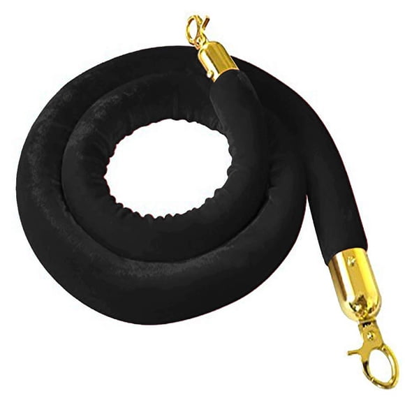 Barrera de cuerda para control de multitudes Yuneme, terciopelo negro, 1,5 m, con ganchos