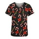 thumbnail image 4 of Tops Para Mujer Uniforme de Trabajo Tops Estampado de Navidad Manga Corta Cuello en V Blusa Con Bolsillos Odeerbi ODB181351, 4 of 5