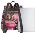 thumbnail image 3 of Xecao Cheetah On Toilet Humor Art Print Large Backpack Soft Leather for Women Travel with Compartment, Adjustable Convertible Strap, 3 of 4