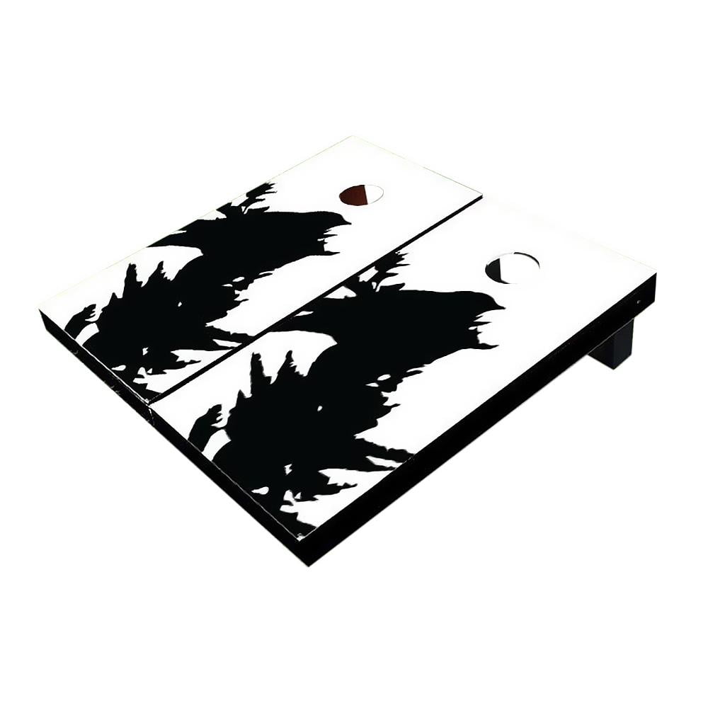 Skip's Garage Raven on a Tree White Solid Wood Cornhole Board Set 