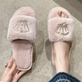 thumbnail image 5 of Viluyesy Womens Slide Slippers Fuzzy Plush Open Toe Slip On Cushioned Non Slip Warm Indoor House Shoes Soft Flat Cozy Slides Pink Size 6.5-7, 5 of 6