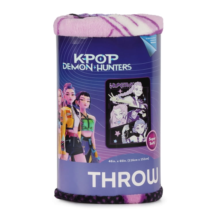 KPOP Demon Hunters Huntrix Pop Stars Kids Throw Blanket, Black