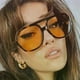 thumbnail image 3 of Square Big Frame Sunglasses For Men And Women Lightweight Frame Black Yellow Sun Glasses With Uv Protection, 3 of 4
