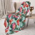 thumbnail image 3 of Sikiie Palm Leaves Flamingo Cozy Flannel Fleece Throw Blanket: Lightweight & Thick for All Seasons - Perfect for Women, Men, & Kids"80"x60", 3 of 6