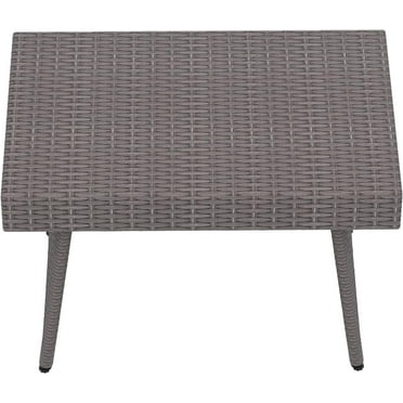 23" x 15" Outdoor Folding Side Table, All Weather PE Rattan Wicker Small Patio Table Portable Picnic Table, Gray