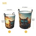 thumbnail image 3 of Fuzoiu Cool Cat Driving Sunset Print Circular Hamper,Laundry Basket with Handle,Collapsible Laundry,Dirty Clothes Storage Basket,for Bedroom Bathroom Dorm Living Room-, 3 of 6