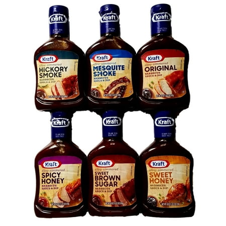Hickory Smoke, Mesquite Smoke, Original, Spicy Honey, Sweet Brown Sugar, Sweet Honey - Kraft BBQ Sauce - Variety Pack Bundle of