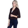 thumbnail image 3 of Cielo 1985 Women's Open Bolero Cardigan Sweater - cropped 3/4 sleeves lightweight - By The Simply Fashion brown XL, 3 of 6