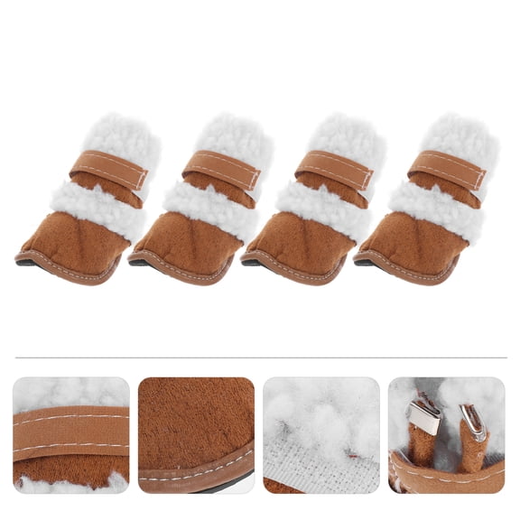 WEUVEB 2Pairs Brown Pet Anti Skid Shoes Dog Running Boots with Warm Comfortable Paw Fit