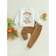 thumbnail image 3 of Toddler Baby Boy Halloween Outfit 6M 12M 18M 24M 3Y Pumpkin Ghost Sweatshirt and Pants Set Cute Halloween Fall Winter Clothes, 3 of 10