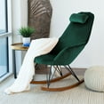 thumbnail image 4 of Jayce Fauteuil Berçant Moderne Mi-Siècle à Dossier Fixe en Velours Vert, 4 of 7