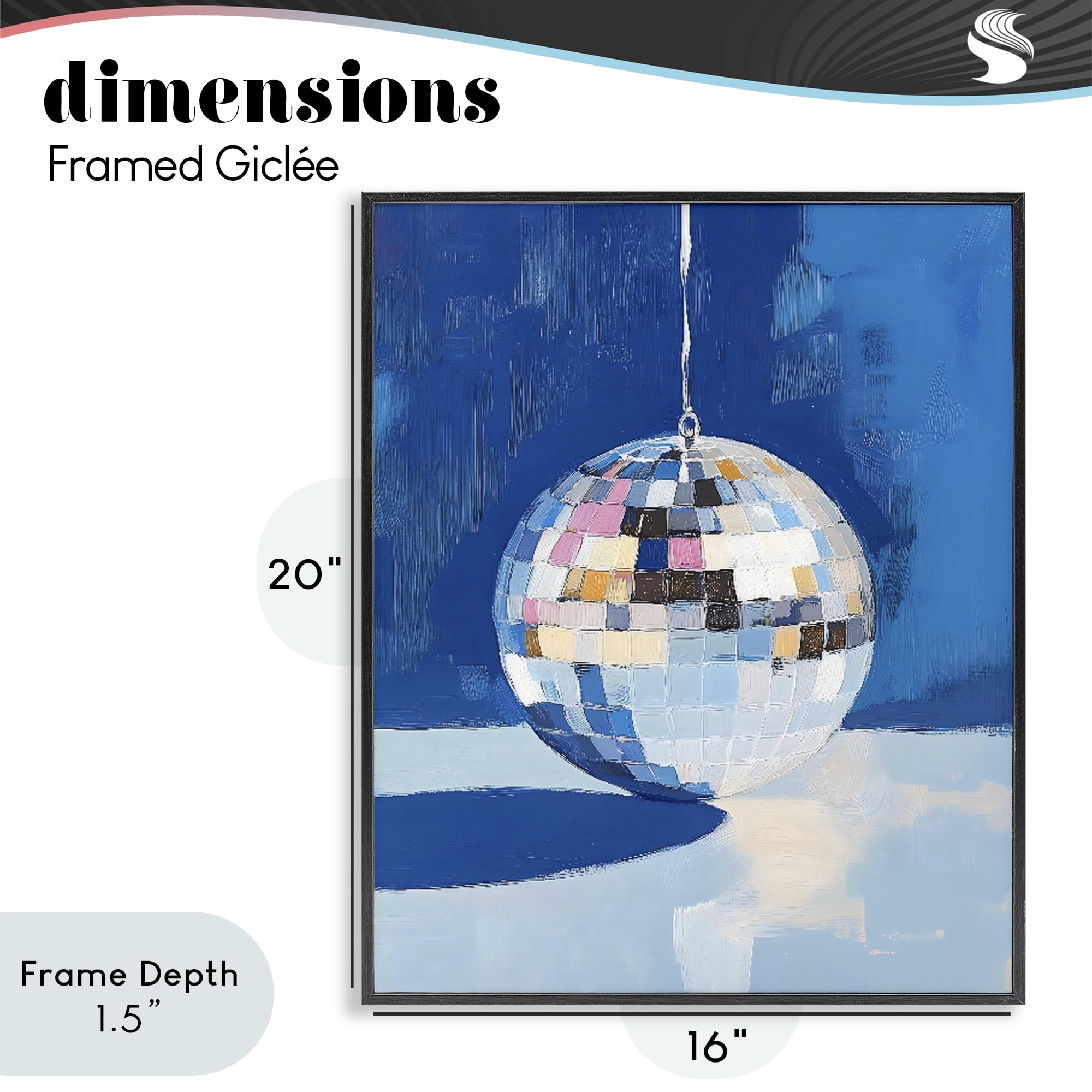 Stupell Industries Silver Dance Disco Ball Black Framed Giclee Art, design by The Prints Vibe