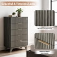 thumbnail image 6 of Ktaxon Fluted Tall 5 Drawer Dresser Solid Wood Chest of Drawers with Soft Close Slides Storage Cabinet for Bedroom Living Room Entryway Gray, 6 of 6