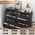thumbnail image 3 of ChVans 9 Drawer Dresser for Bedroom, 59" Wide 41" Tall Modern High Gloss Dresser with Wood Chest of 9 Drawer Handle Free, Large Black Malm Dresser for Bedroom, Living Room, Entryway, Hallway, 3 of 8