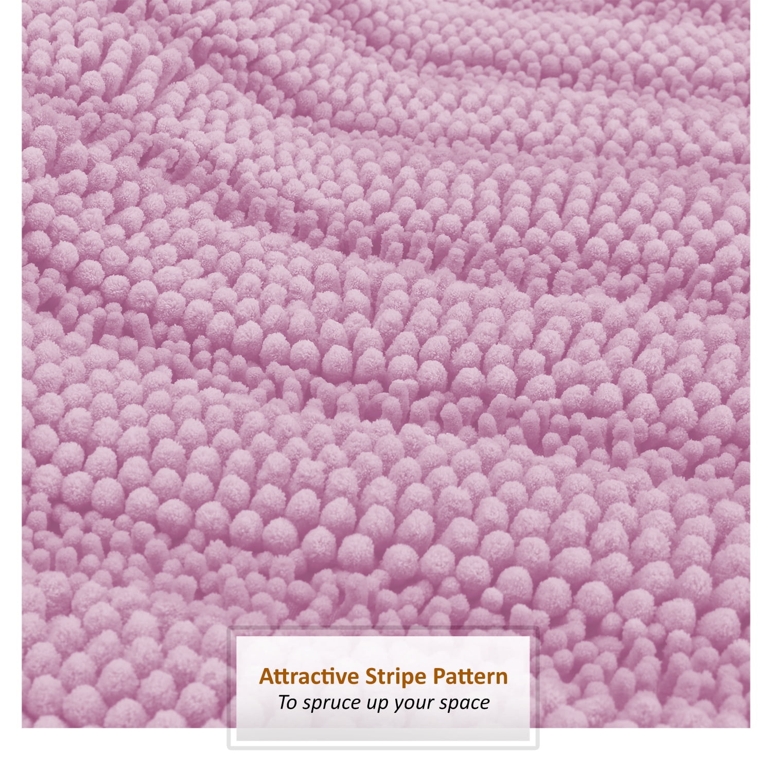 Clara Clark Super Soft Lilac Chenille Bath Rug, Waterproof and Non-Slip